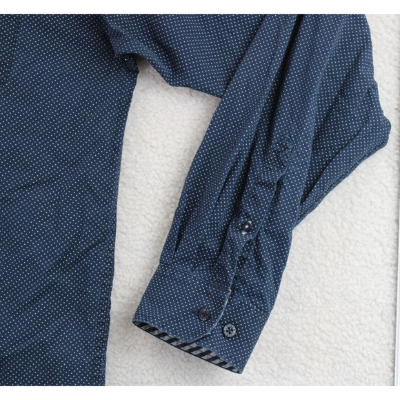 Cinch Mens Long Sleeve Blue Dotted Button Up Shirt XL - Picture 6 of 15
